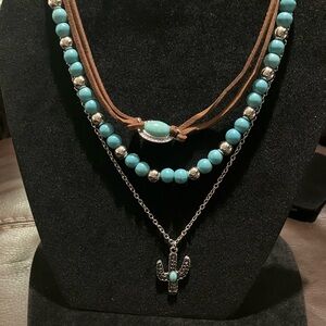 Turquoise and Silver Layered Necklace